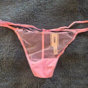 Victoria's Secret Pink! Light pink Wink double strap mesh V-string Panties XL